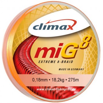 Шнур Climax Mig8 Braid 275m (Fluo-Orange) new2017