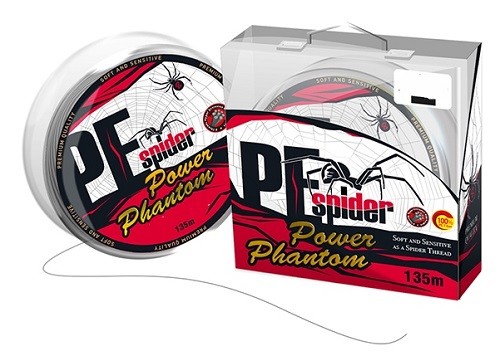 Шнур Power Phantom 8x, PE Spider, 135м, (темно-серый)