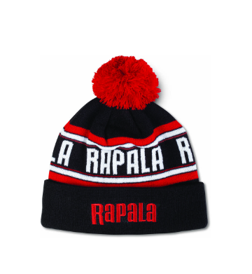 Шапка Rapala с помпоном - черно-красно-белая